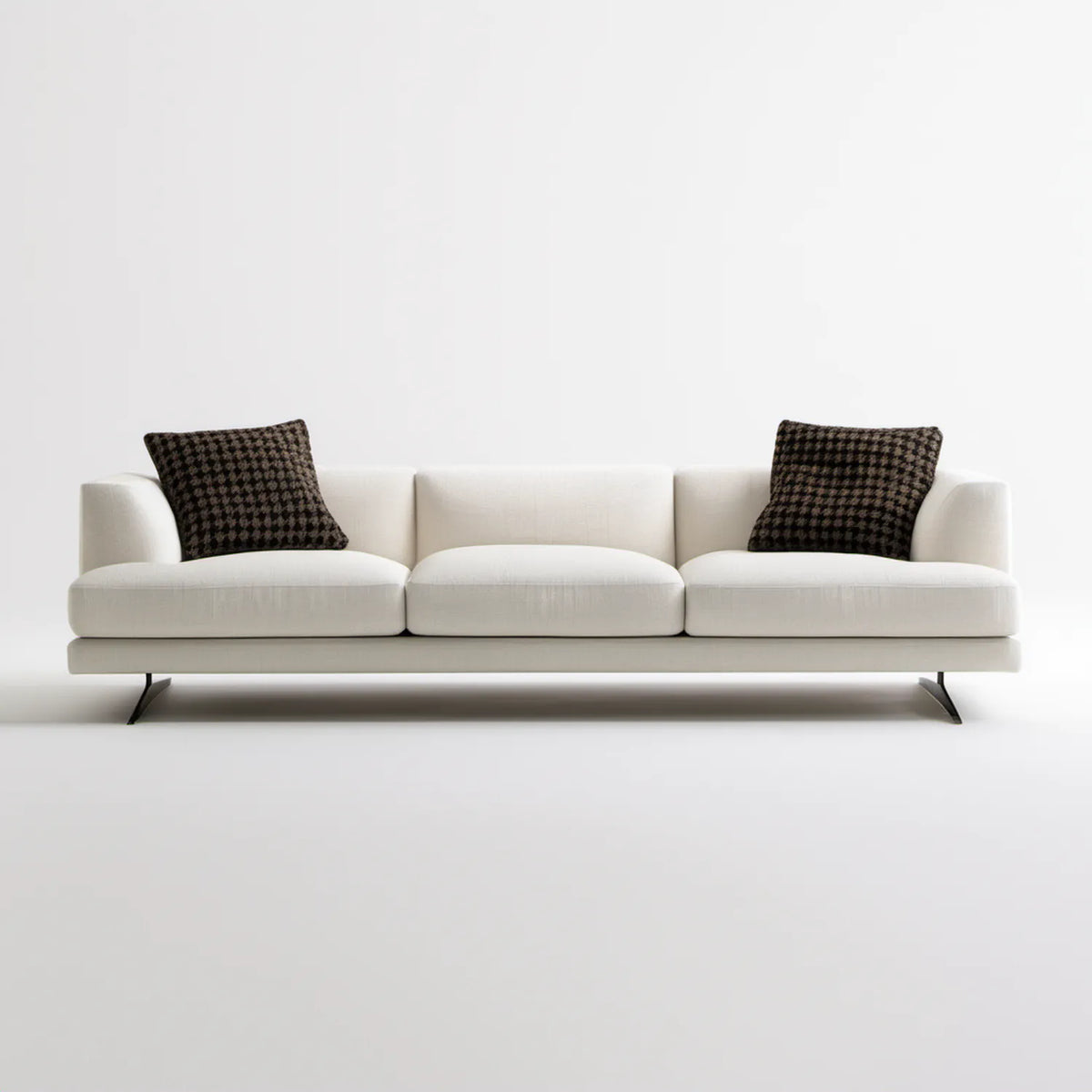 Sofa trzyosobowa z 2 poduszkami, kremowa/czarna/brązowa, 220 × 90 × 78 cm