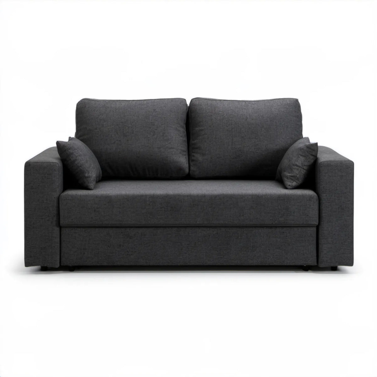 Grafitowa sofa dwuosobowa z tkaniny poliestrowej 160 × 90 × 85 cm