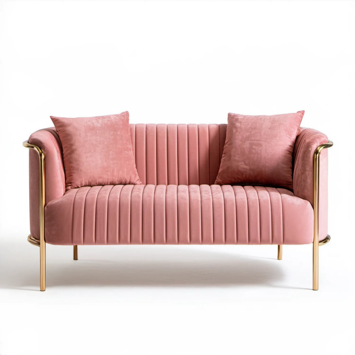 Dwuosobowa sofa welurowa różowo-złota 140 x 78 x 78 cm