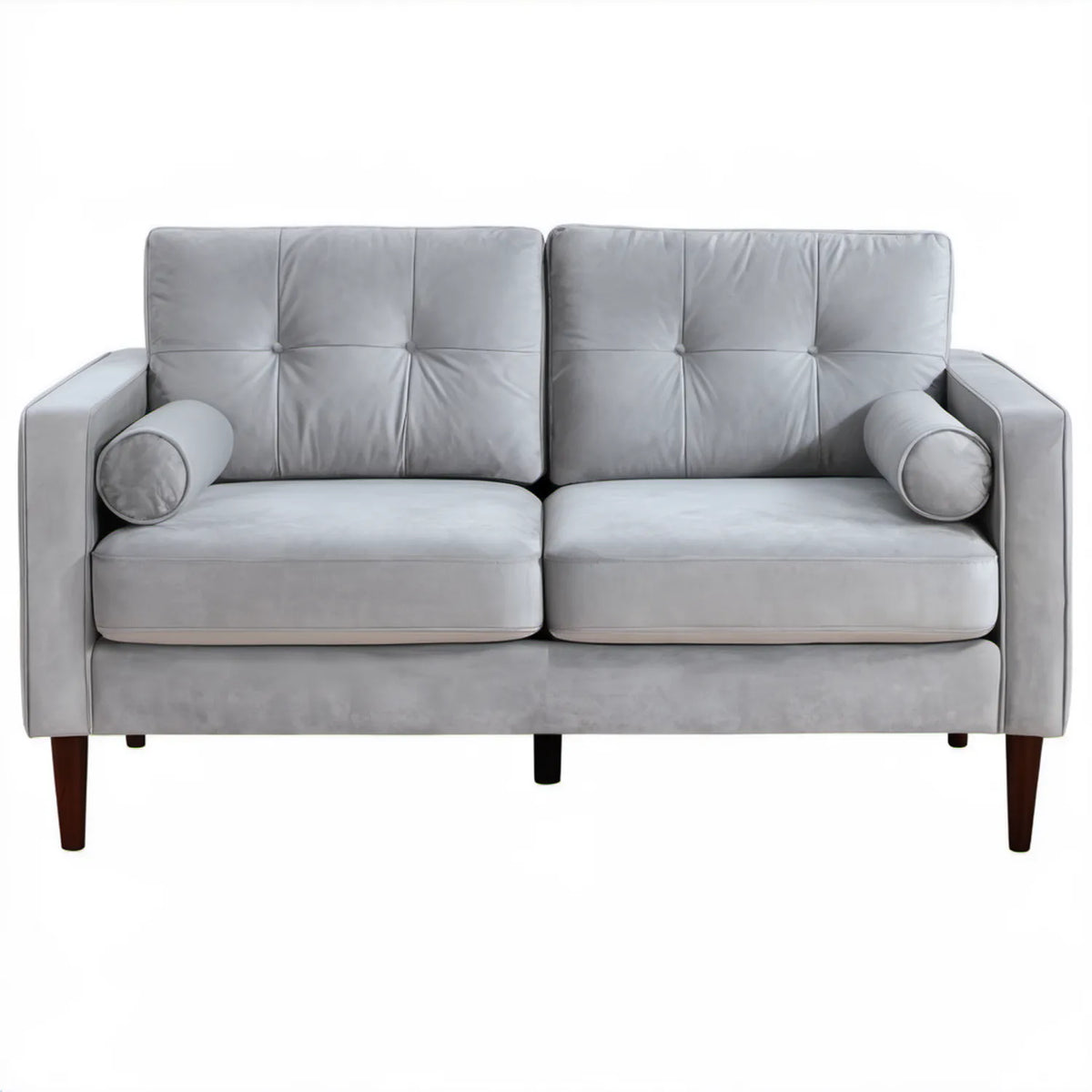 Dwuosobowa sofa z tapicerką poliestrową jasnoszara 160 x 85 x 88 cm