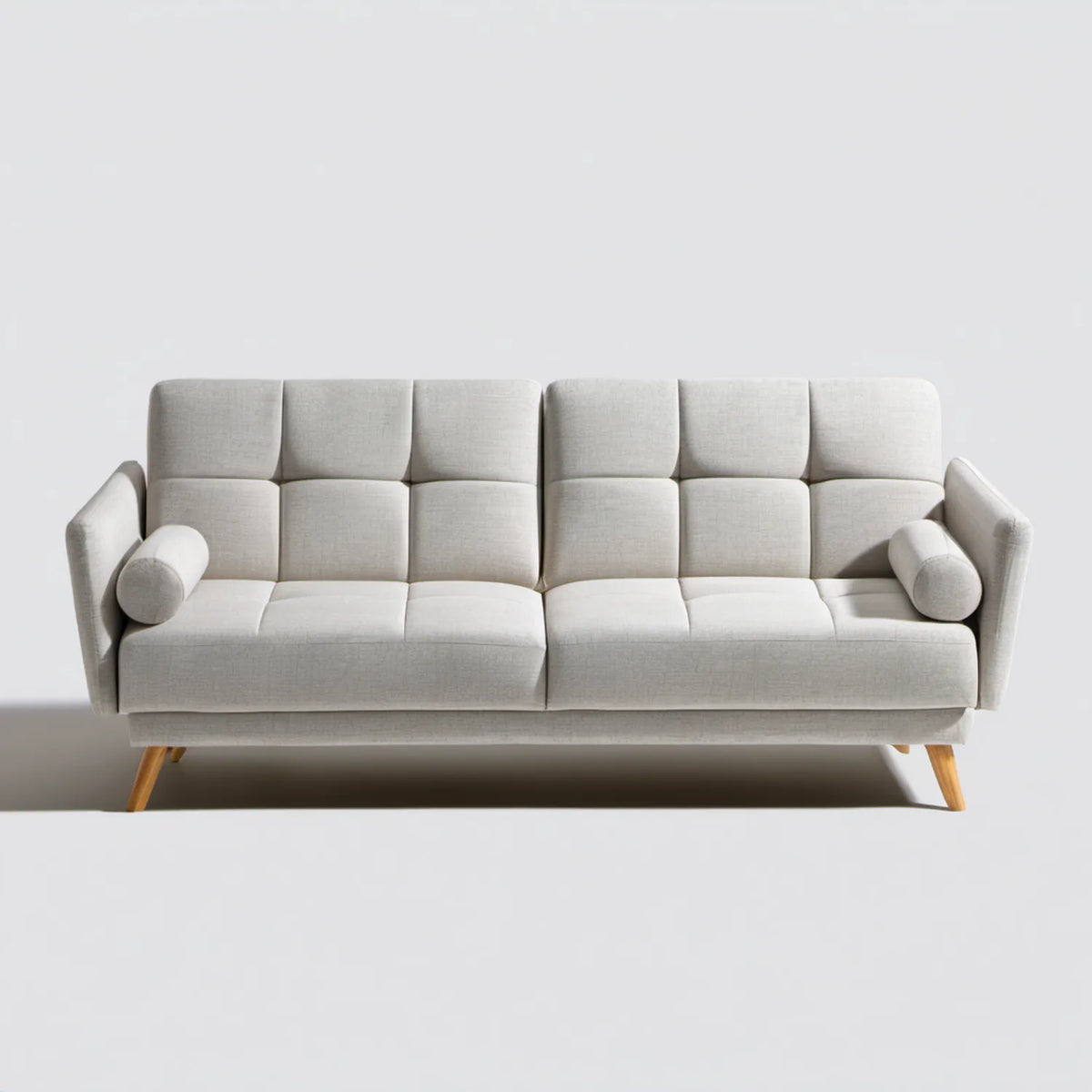Jasnoszara sofa trzyosobowa z tkaniny poliestrowej, 240 x 90 x 92 cm