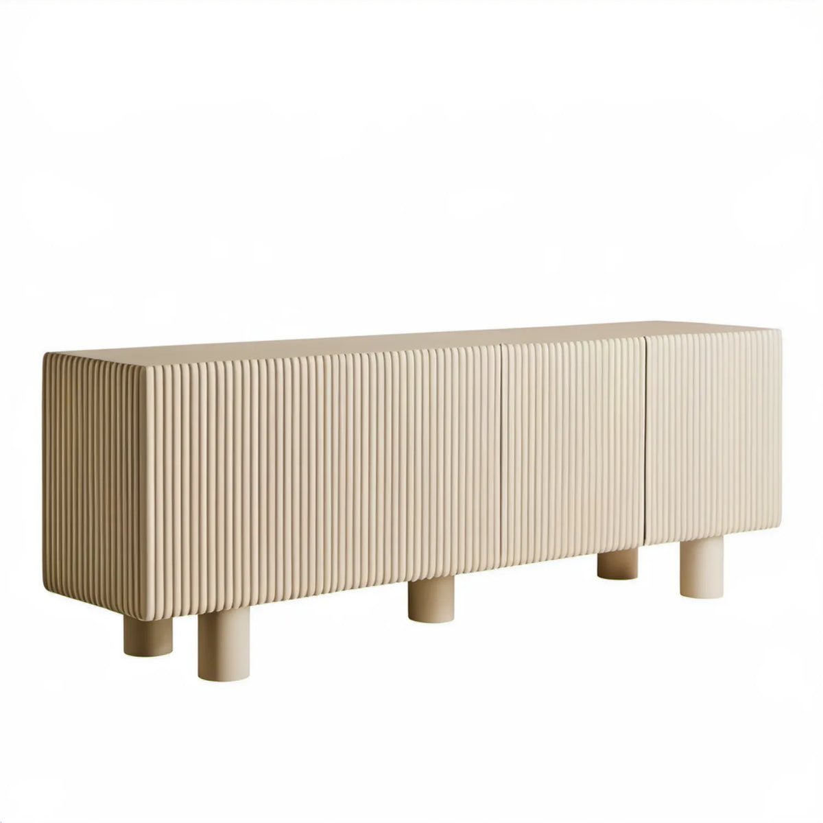 Beżowa szafka RTV z frezowanym frontem MDF 160 x 40 x 55 cm