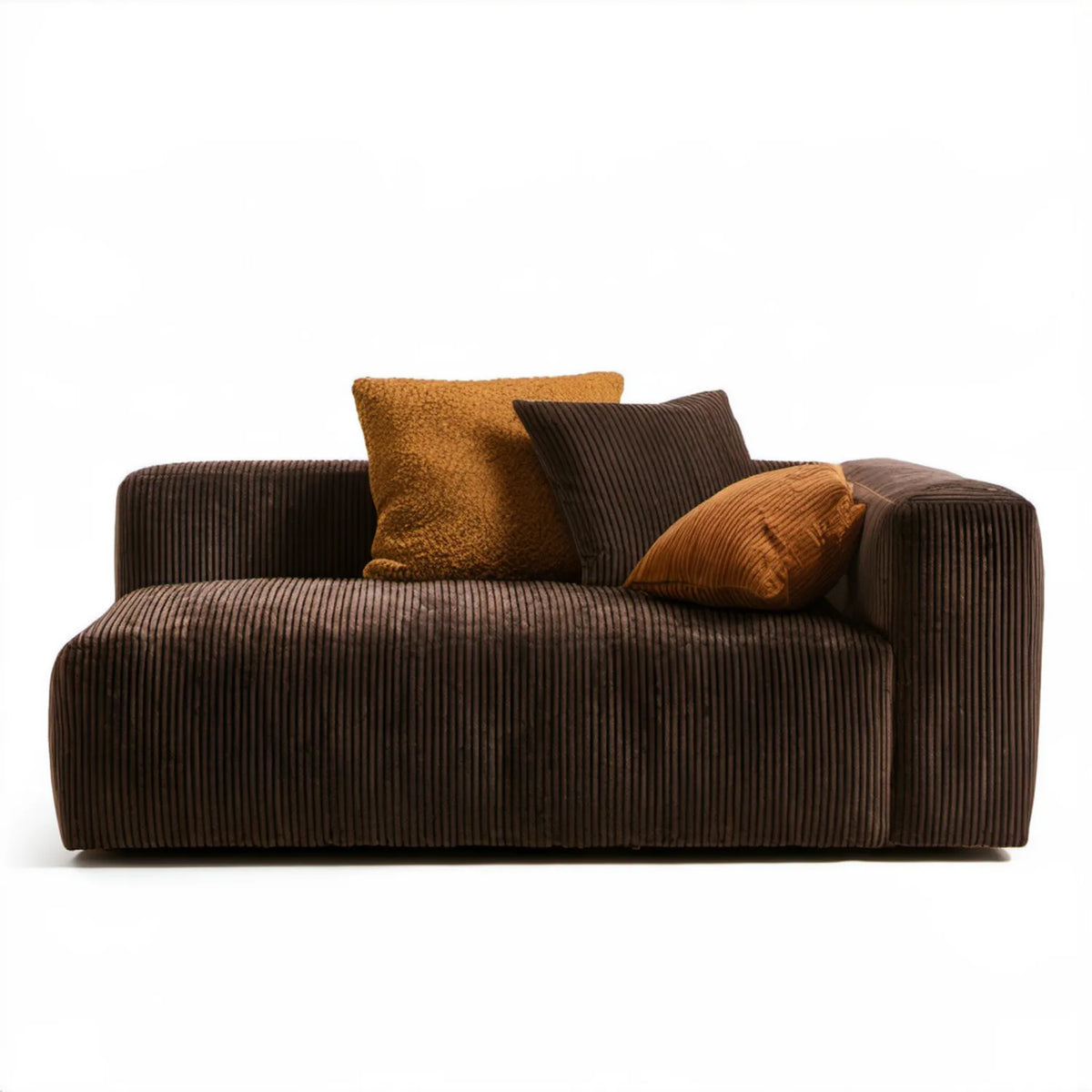 Brązowa sofa dwuosobowa ze sztruksową tapicerką 170 x 90 x 75 cm