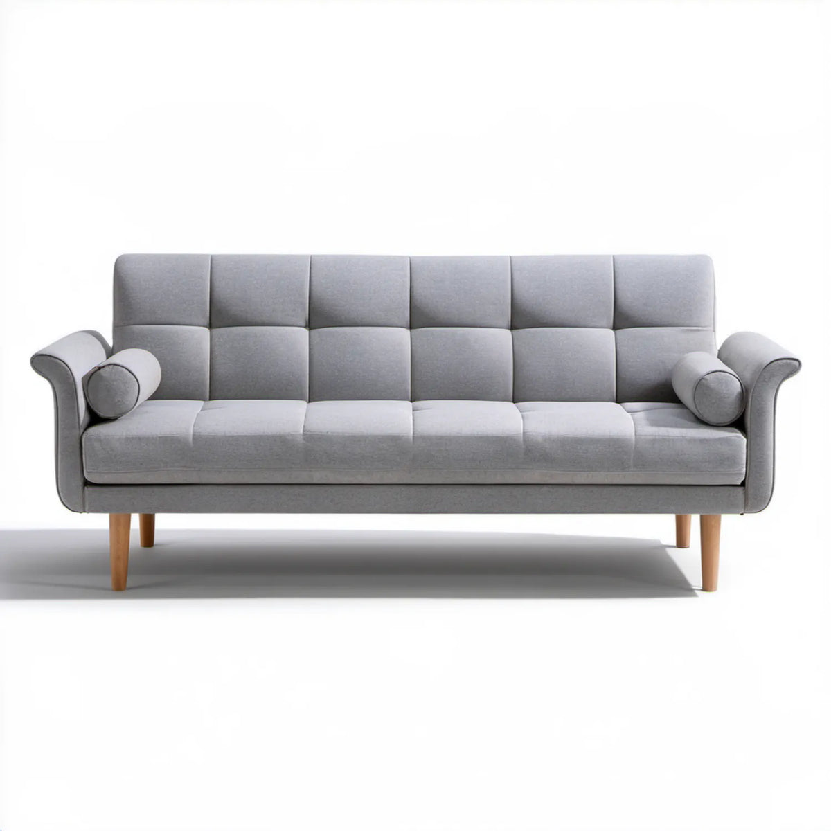 Trzyosobowa sofa tapicerowana szara 220 x 90 x 90 cm