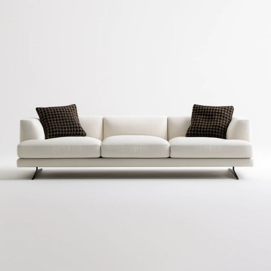 Sofa trzyosobowa z 2 poduszkami, kremowa/czarna/brązowa, 220 × 90 × 78 cm