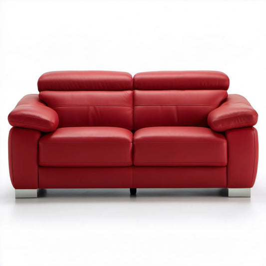 Czerwona sofa dwuosobowa z tapicerką ze skóry syntetycznej PU 170 × 95 × 92 cm