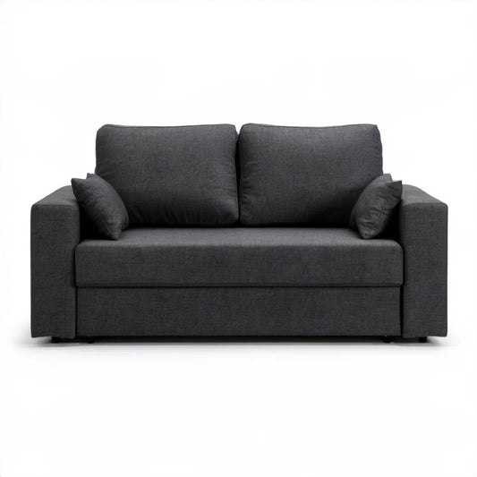 Grafitowa sofa dwuosobowa z tkaniny poliestrowej 160 × 90 × 85 cm