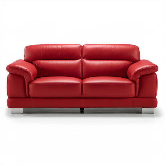 Czerwona sofa dwuosobowa ze skóry syntetycznej PU 170 x 90 x 88 cm