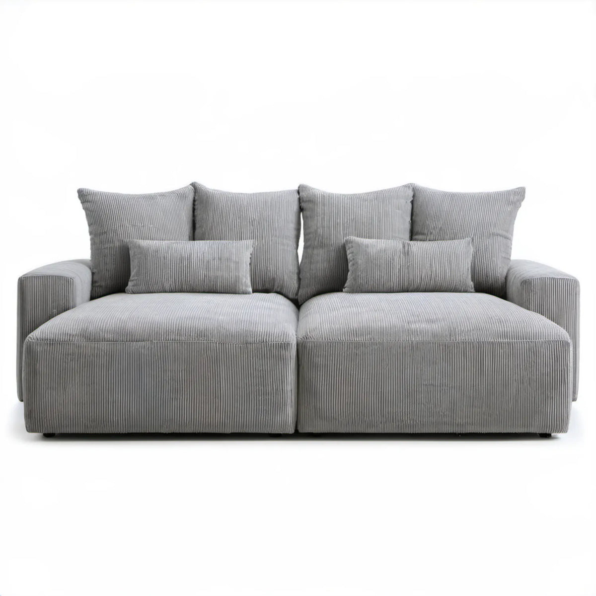 Szara dwuosobowa sofa sztruksowa 180 x 95 x 85 cm