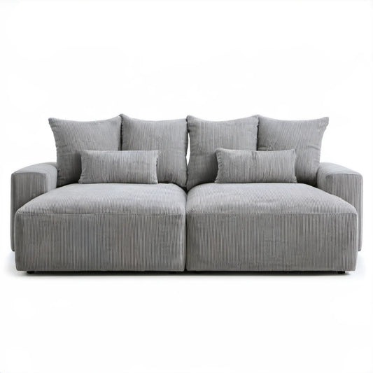 Szara dwuosobowa sofa sztruksowa 180 x 95 x 85 cm