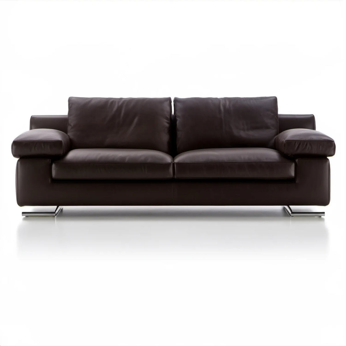 Dwuosobowa sofa z tapicerką ze skóry syntetycznej PU, ciemnobrązowa, 200 x 90 x 85 cm