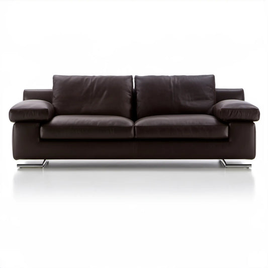 Dwuosobowa sofa z tapicerką ze skóry syntetycznej PU, ciemnobrązowa, 200 x 90 x 85 cm