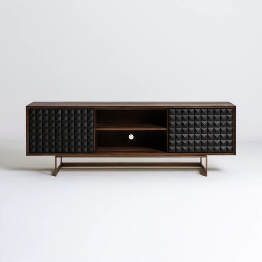 Szafka RTV z MDF w okleinie orzechowej, czarno-ciemnobrązowa, 180 x 40 x 55 cm