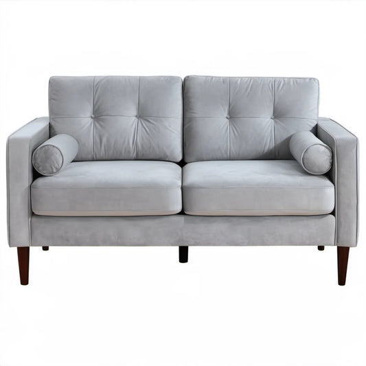 Dwuosobowa sofa z tapicerką poliestrową jasnoszara 160 x 85 x 88 cm