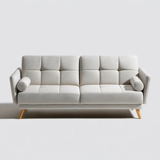 Jasnoszara sofa trzyosobowa z tkaniny poliestrowej, 240 x 90 x 92 cm