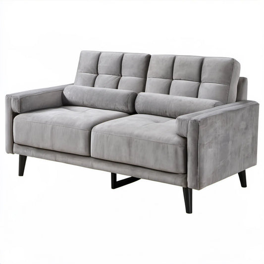 Dwuosobowa sofa z ręcznym odchylaniem, szara/czarna, 180 x 90 x 100 cm