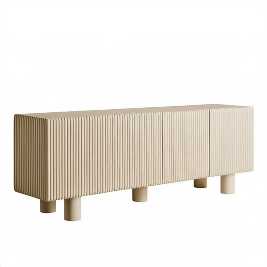 Beżowa szafka RTV z frezowanym frontem MDF 160 x 40 x 55 cm