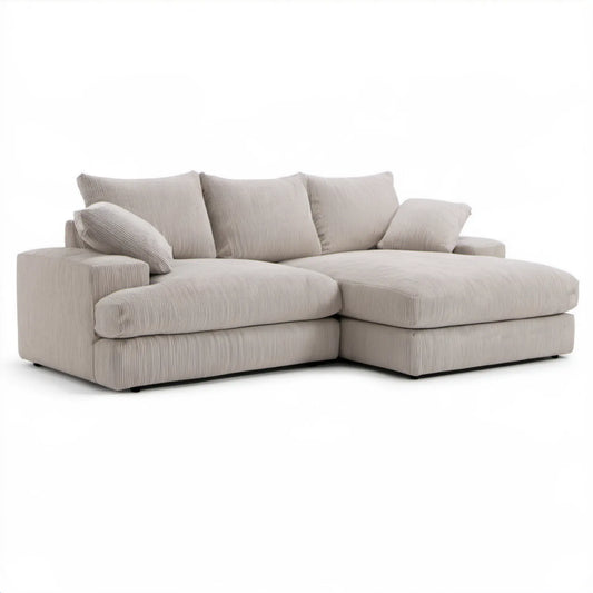 Beżowa dwuosobowa sofa modułowa ze sztruksową tapicerką 220 x 105 x 85 cm