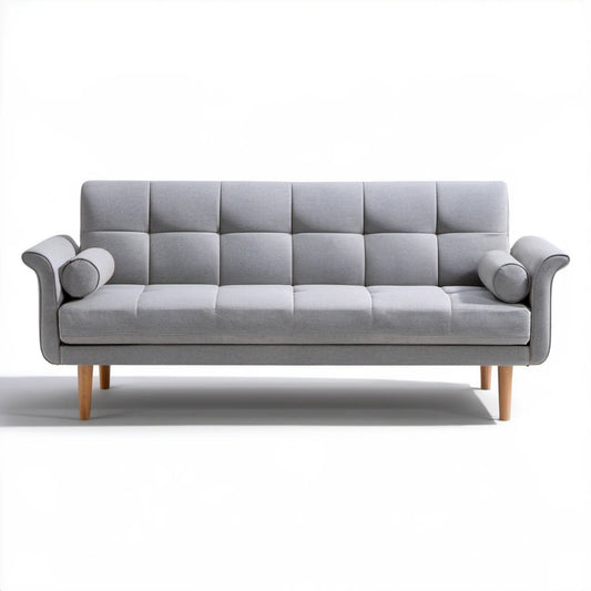 Trzyosobowa sofa tapicerowana szara 220 x 90 x 90 cm